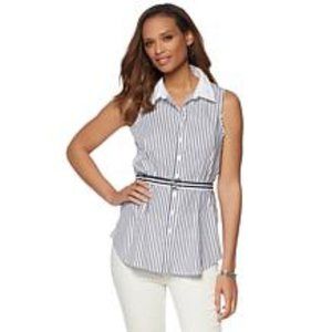 DG2 by Diane Gilman 3X Sleeveless Striped Blouse
